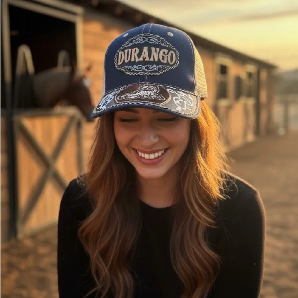 Durango Navy and Beige Embroidered Western Hat